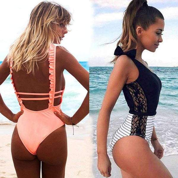 Planet Gates YA17001D1 / S One Piece Swimsuit Women 2018 Summer Beachwear Lace One Shoulder Swimwear Bathing Suits Bodysuit Monokini Swimsuit