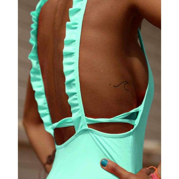 Planet Gates YA17001D1 / S One Piece Swimsuit Women 2018 Summer Beachwear Lace One Shoulder Swimwear Bathing Suits Bodysuit Monokini Swimsuit