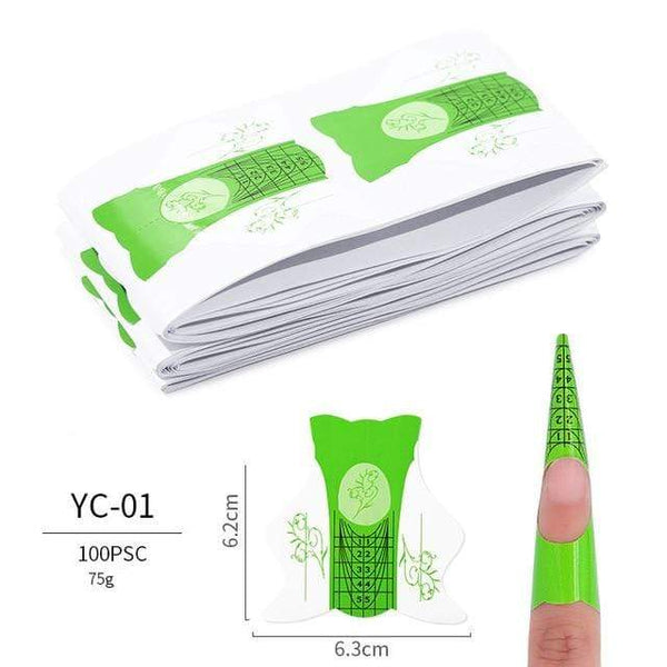 Planet Gates YC-01 100 Pcs/Lot French Nail Form Tips Nail Extension Art Tools 24 Designs Acrylic Curve False Nails Art DIY Guide Forms Manicure Set