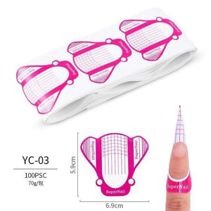 Planet Gates YC-03 100 Pcs/Lot French Nail Form Tips Nail Extension Art Tools 24 Designs Acrylic Curve False Nails Art DIY Guide Forms Manicure Set
