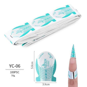 Planet Gates YC-06 100 Pcs/Lot French Nail Form Tips Nail Extension Art Tools 24 Designs Acrylic Curve False Nails Art DIY Guide Forms Manicure Set