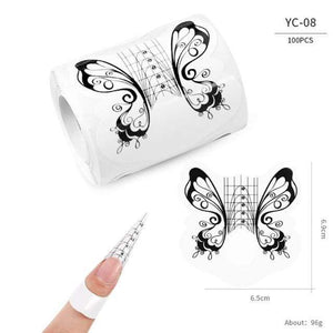 Planet Gates YC-08 100 Pcs/Lot French Nail Form Tips Nail Extension Art Tools 24 Designs Acrylic Curve False Nails Art DIY Guide Forms Manicure Set