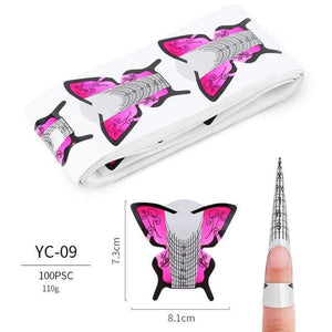 Planet Gates YC-09 100 Pcs/Lot French Nail Form Tips Nail Extension Art Tools 24 Designs Acrylic Curve False Nails Art DIY Guide Forms Manicure Set