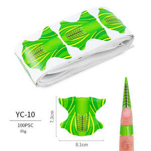 Planet Gates YC-10 100 Pcs/Lot French Nail Form Tips Nail Extension Art Tools 24 Designs Acrylic Curve False Nails Art DIY Guide Forms Manicure Set