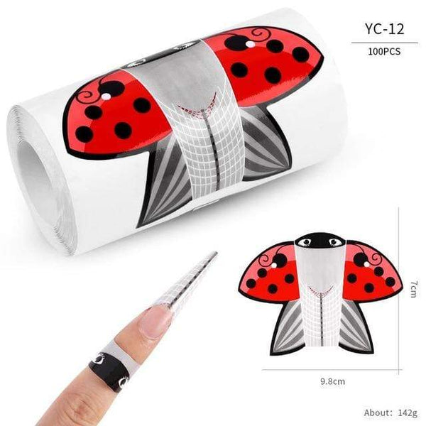 Planet Gates YC-12 100 Pcs/Lot French Nail Form Tips Nail Extension Art Tools 24 Designs Acrylic Curve False Nails Art DIY Guide Forms Manicure Set