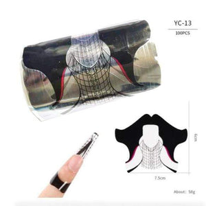 Planet Gates YC-13 100 Pcs/Lot French Nail Form Tips Nail Extension Art Tools 24 Designs Acrylic Curve False Nails Art DIY Guide Forms Manicure Set