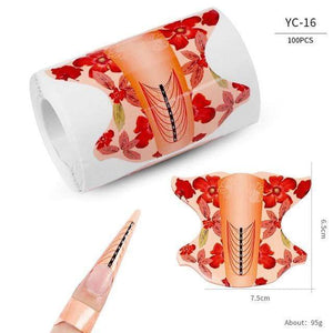 Planet Gates YC-16 100 Pcs/Lot French Nail Form Tips Nail Extension Art Tools 24 Designs Acrylic Curve False Nails Art DIY Guide Forms Manicure Set