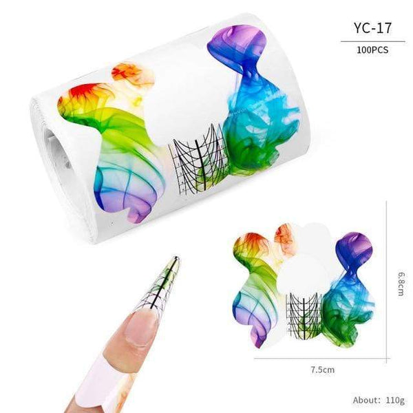 Planet Gates YC-17 100 Pcs/Lot French Nail Form Tips Nail Extension Art Tools 24 Designs Acrylic Curve False Nails Art DIY Guide Forms Manicure Set