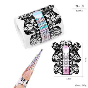 Planet Gates YC-18 100 Pcs/Lot French Nail Form Tips Nail Extension Art Tools 24 Designs Acrylic Curve False Nails Art DIY Guide Forms Manicure Set