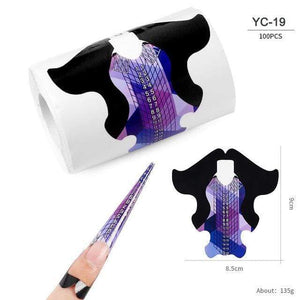 Planet Gates YC-19 100 Pcs/Lot French Nail Form Tips Nail Extension Art Tools 24 Designs Acrylic Curve False Nails Art DIY Guide Forms Manicure Set