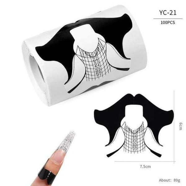 Planet Gates YC-21 100 Pcs/Lot French Nail Form Tips Nail Extension Art Tools 24 Designs Acrylic Curve False Nails Art DIY Guide Forms Manicure Set