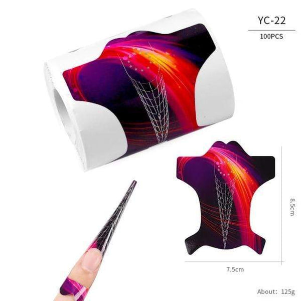 Planet Gates YC-22 100 Pcs/Lot French Nail Form Tips Nail Extension Art Tools 24 Designs Acrylic Curve False Nails Art DIY Guide Forms Manicure Set