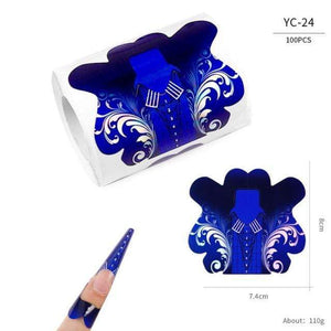 Planet Gates YC-24 100 Pcs/Lot French Nail Form Tips Nail Extension Art Tools 24 Designs Acrylic Curve False Nails Art DIY Guide Forms Manicure Set