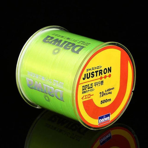 Planet Gates Yellow / 0.4 500m Super Strong Daiwa Justron Nylon Fishing Line 2LB - 40LB 7 Colors Japan Monofilament Main Line with Plastic Box