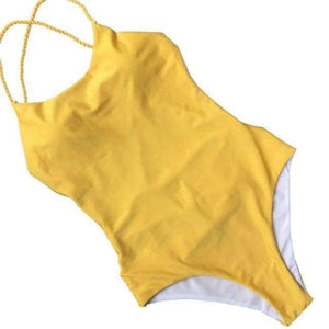 Planet Gates Yellow / 0 Summer women swimwear sexy rope Bandage swimwear women bikini swimwear high waisted one-piece Bathing Beachwear JL 10