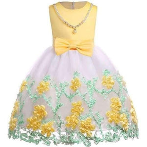 Planet Gates yellow 1 / 2T Baby Girl embroidery Silk Princess Dress for Wedding party Kids  Dresses for Toddler Girl Children Fashion Christmas Clothing