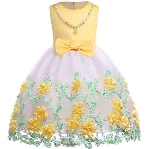 Planet Gates yellow 1 / 2T Baby Girl embroidery Silk Princess Dress for Wedding party Kids  Dresses for Toddler Girl Children Fashion Christmas Clothing