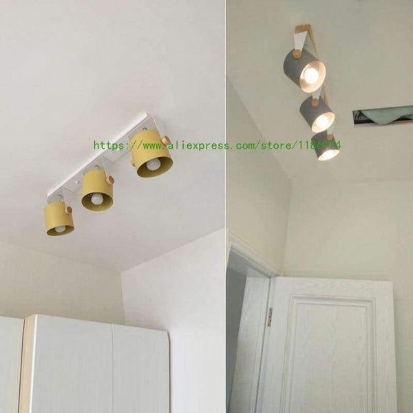 Planet Gates Yellow / 1 lights Nordic modern minimalist wood iron ceiling lamp color Dining Room living room aisle commercial LED Ceiling Lights Lighting