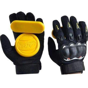 Planet Gates yellow 1 Pair Full Finger Shockproof Longboard Skateboard Glove With Protective Sliders Professional Down Hill Skate Board Gloves