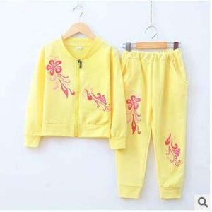 Planet Gates Yellow / 10 Autumn teenage girl clothing sets baby girls lovely flower candy color sports suits kids cotton jogging set children clothes