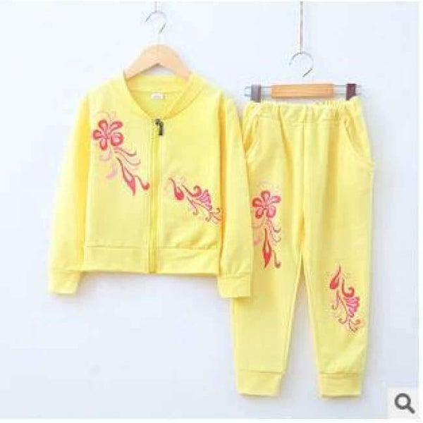 Planet Gates Yellow / 10 Autumn teenage girl clothing sets baby girls lovely flower candy color sports suits kids cotton jogging set children clothes