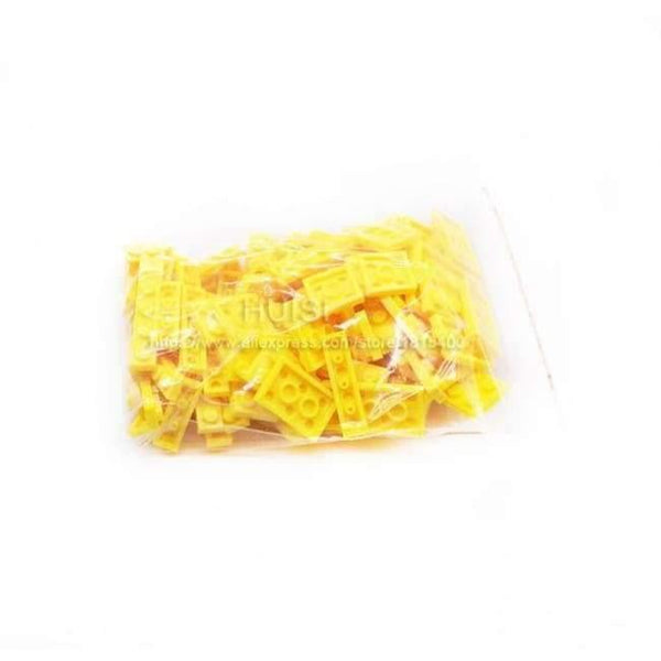 Planet Gates Yellow 100pcs/lot Construction Building Blocks Set Children Birkcs Parts Mix 8 Size DIY Model Building Figure Eduational Toys For Kids