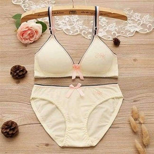 Planet Gates Yellow / 12 2Pcs/Set Teenage Girl Clothing Underwear Sexy Bras For Girls 12/14/16Y Brassiere Briefs Cotton Training Bra KW26