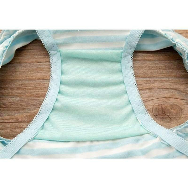 Planet Gates Yellow / 12 Teenage Girls Stripe Training Bras Sets Young Student Wireless Cotton Bras Lace Panties 2Pcs Sets Teens Development Clothes GB15