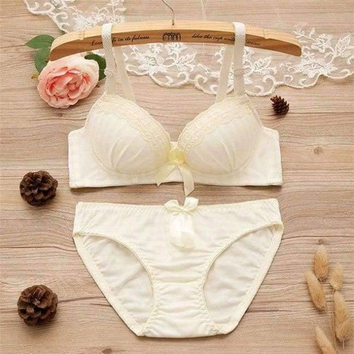 Planet Gates Yellow / 12 Teenage Girls Stripe Training Bras Sets Young Student Wireless Cotton Bras Lace Panties 2Pcs Sets Teens Development Clothes GB15