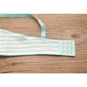 Planet Gates Yellow / 12 Teenage Girls Stripe Training Bras Sets Young Student Wireless Cotton Bras Lace Panties 2Pcs Sets Teens Development Clothes GB15