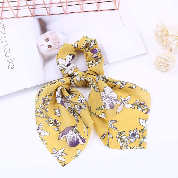 Chiffon Ribbons Hairband Elastic Hair Rope Hair Tie Floral Scrunchie Women Ponytail Holder Rubber Headbands Accessories