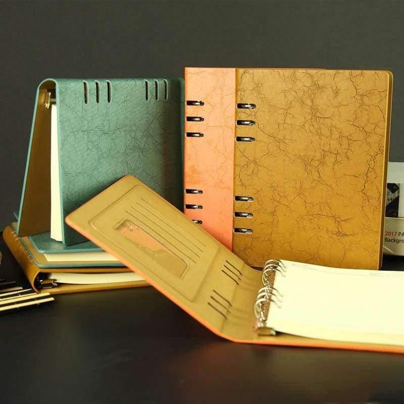 Planet Gates Yellow / 17.5x23cm Spiral Notebook A5 Retro Leather Journal Daily Planner Notebooks Writing Pads Office School Travelers Notebook Binder