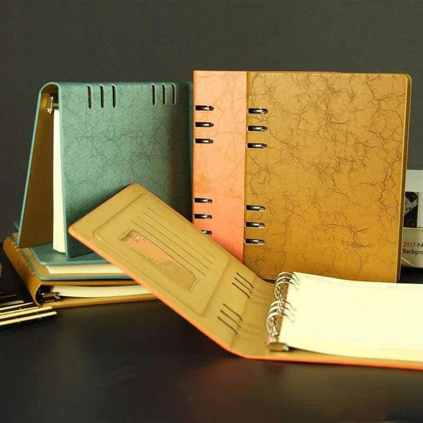 Planet Gates Yellow / 17.5x23cm Spiral Notebook A5 Retro Leather Journal Daily Planner Notebooks Writing Pads Office School Travelers Notebook Binder