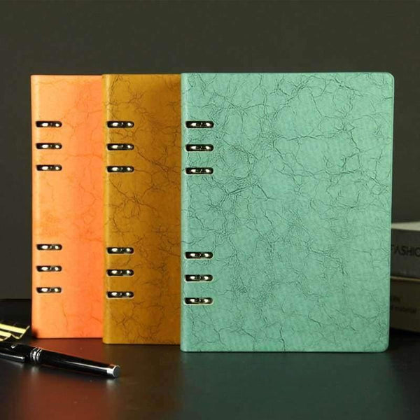 Planet Gates Yellow / 17.5x23cm Spiral Notebook A5 Retro Leather Journal Daily Planner Notebooks Writing Pads Office School Travelers Notebook Binder