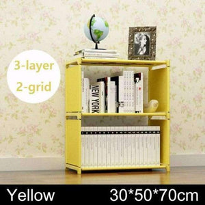 Planet Gates yellow 2 grids Multilayer Bookshelf non-woven bookcase Organizer storage Shelf simple floor rack Home decoracion Living Room Furniture