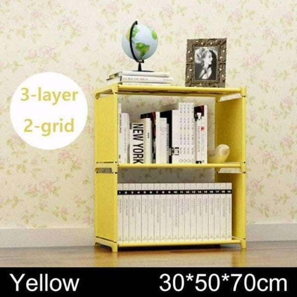 Planet Gates yellow 2 grids Multilayer Bookshelf non-woven bookcase Organizer storage Shelf simple floor rack Home decoracion Living Room Furniture