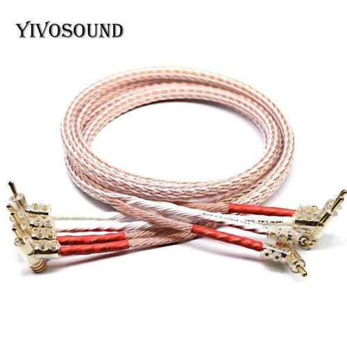 Planet Gates Yellow / 2m XSSH audio Hi-end DIY HIFI Silver Plated Y shape spade to banana plugs 12TC 24 core speaker cable Cord Wire