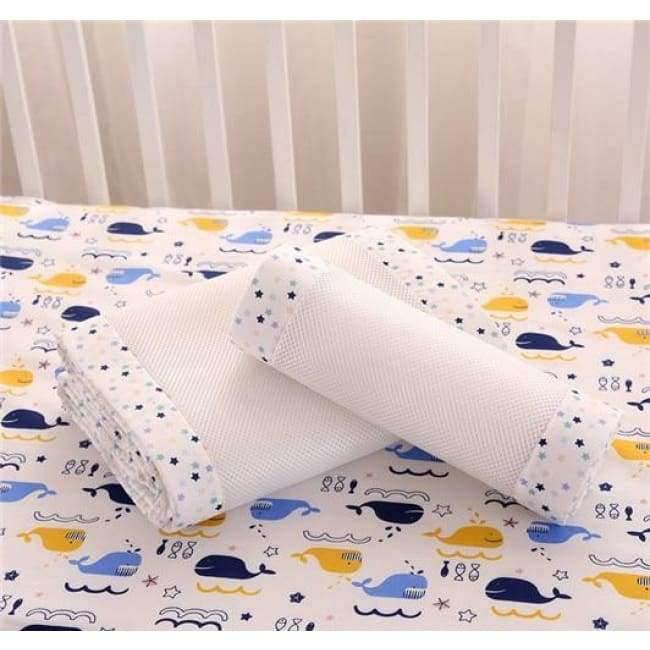 Planet Gates 2Pcs/Set Breathable Summer Baby Bedding Bumper Collision Half Around Baby Crib Bumpers Bedding Cotton Printing Mesh Safety Rails