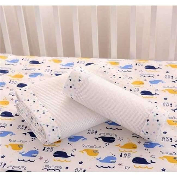 Planet Gates Yellow 2Pcs/Set Breathable Summer Baby Bedding Bumper Collision Half Around Baby Crib Bumpers Bedding Cotton Printing Mesh Safety Rails