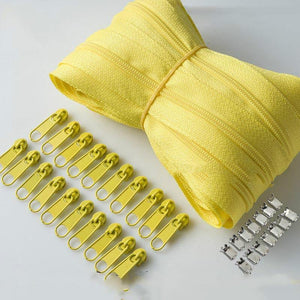 Planet Gates yellow / 3# / 10M20PCSilder10Stopp Meetee 10/20M Nylon 3# Coil Zipper With Slider & Stopper For Quilt Bags Tent Invisible Clothing Zip Sewing Crafts Accessories