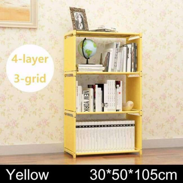 Planet Gates yellow 3 grids Multilayer Bookshelf non-woven bookcase Organizer storage Shelf simple floor rack Home decoracion Living Room Furniture