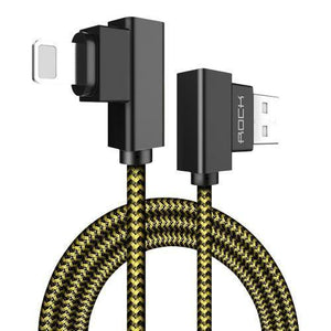 Planet Gates Yellow / 30cm ROCK USB Lighting Cable for iPhone X 8 7 6 5 Fast Charger USB Data Cable for iPad iPod Mobile Phone Cables 90 Degree Right Angle