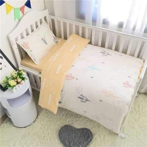 Planet Gates Yellow 3PCS Newborn Baby Bed sheets Crib Quilt Cover infant Baby Cot Bedding 100% cotton,(Duvet Cover+Sheet+Pillowcase)