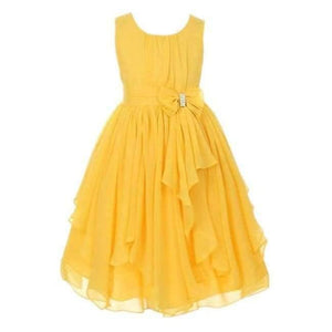 Planet Gates Yellow / 3T Summer Girls Princess Dress Sleeveless Bowknot Mesh Girls Party Dress 3-14 Years Kids Teenage Girls Clothing