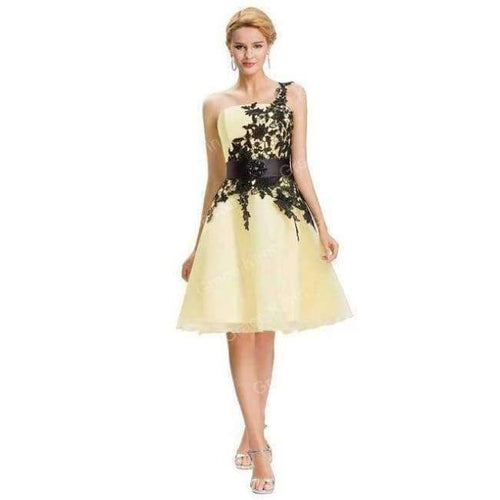 Planet Gates yellow 4 / 2 Bridesmaid Dresses  Grace Karin royal blue Lace One shoulder Wedding Party Gowns Cheap Short Bridesmaid Dresses under 50