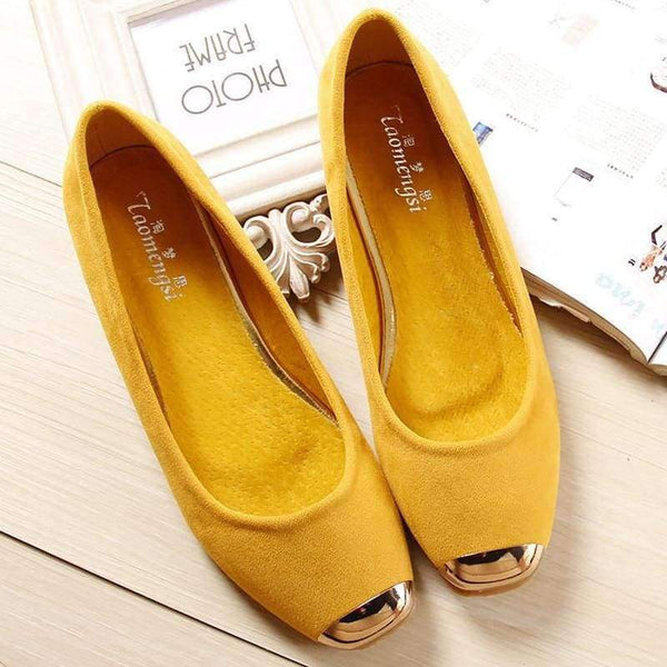 Planet Gates Yellow / 4.5 Square toe metal decoration designer women flats shoes casual style leather ballet flats 2018 new arrival summer basic