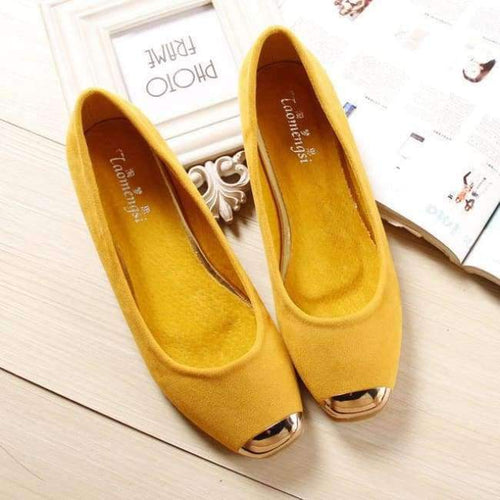 Planet Gates Yellow / 4.5 Square toe metal decoration designer women flats shoes casual style leather ballet flats 2018 new arrival summer basic