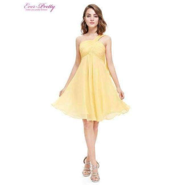 Planet Gates Yellow / 4 Cocktail Dresses Ever Pretty HE03537 One Shoulder Ruffles Padded Chiffon Short Vestido 2018 Cocktail Dresses