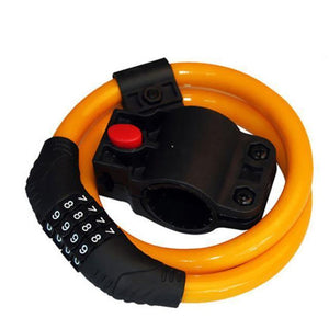 Planet Gates YELLOW 4 Digit Password Bike Lock 360 Roation Security Steel Cycling Cable Anti-Theft Wire Lock with Holder Bicycle Accessories