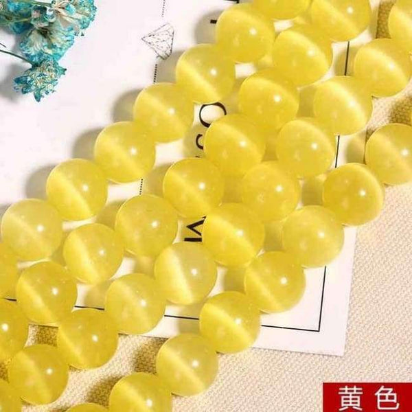 Planet Gates yellow / 4mm 95pcs White/Pink/Purple/Green Natural Cat Eye Beads for Making Jewelry DIY Bracelets Necklace Findings Wholesale 4/6/8/10/12MM Strand